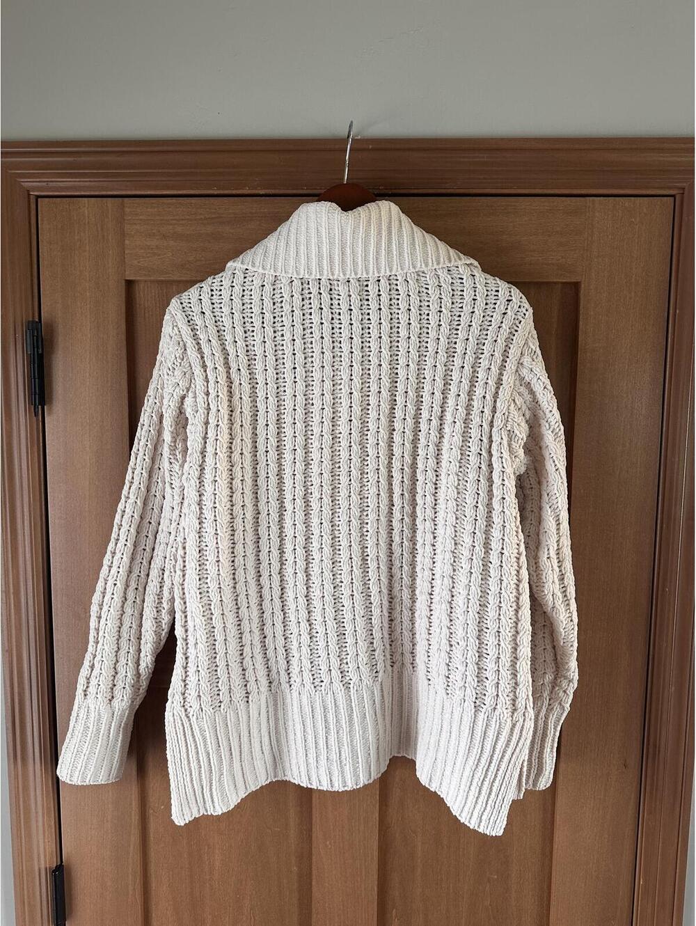 Aerie Cable Car Quarter Zip Chunky Sweater In Toasted Coconut Cream Women’s XS - Picture 6 of 15